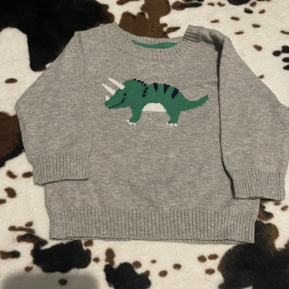 Gray Dinosaur baby sweater - Picture 2 of 5